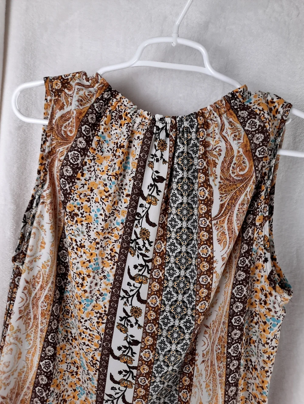 Zac & Rachel Blouse Boho Print Lace Details Sleeveless Top PXL - Picture 8 of 16